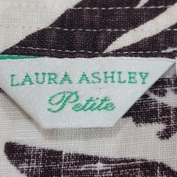 Laura Ashley 100% linen 3/4 sleeve brown/white abstract print tunic size LP - Picture 4 of 6